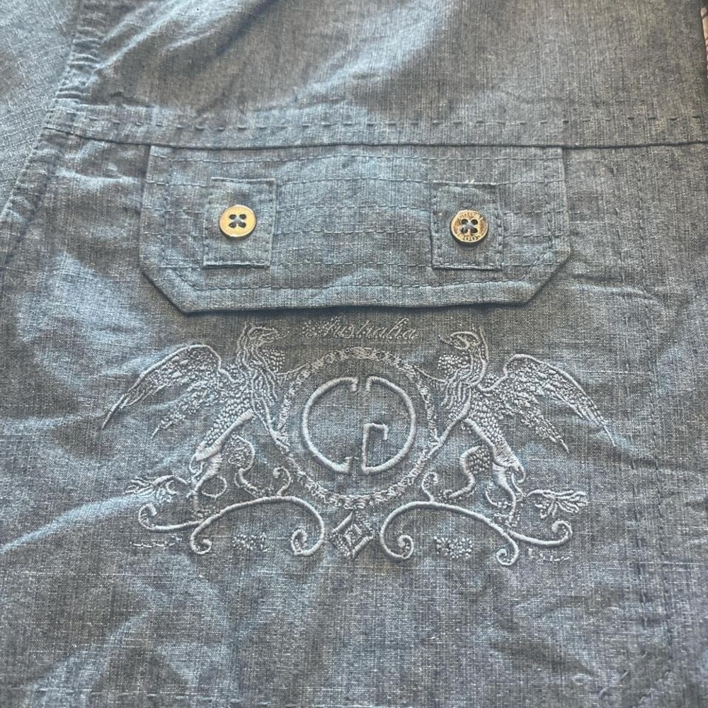 Coogi Australia Men's Large Blue Camp Shirt – Embroidered Logo, Short Sleeve - Picture 4 of 8